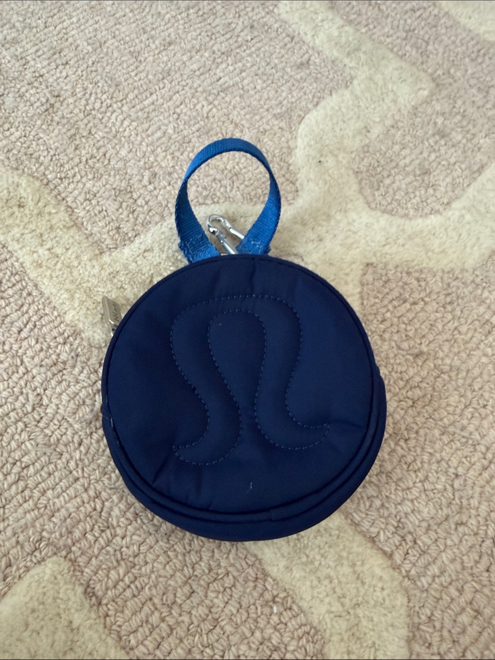 lululemon athletica Deep Navy Quilted Round Pouch with Blue Loop